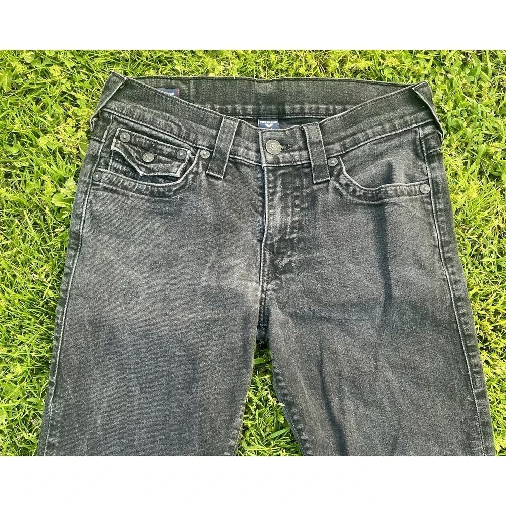 True Religion Denim Ricky Flap Straight Leg Jeans Black USA Made Men's 31 X‎ 26